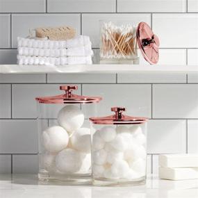 img 3 attached to 🌹 mDesign Clear/Rose Gold Plastic Bathroom Vanity Storage Organizer Jar for Cotton Swabs, Rounds, Balls, Makeup Sponges, Bath Salts