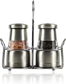 img 4 attached to Versatile and Elegant Premium Salt and Pepper Grinders Set with Stand - Stainless Steel 🧂 Grinder, Manual Mill, Adjustable Coarse Ceramic Rotor Spice Grinder - Ideal Kitchen Gadget for Cooking, Barbecue, Chef