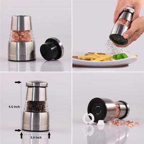 img 3 attached to Versatile and Elegant Premium Salt and Pepper Grinders Set with Stand - Stainless Steel 🧂 Grinder, Manual Mill, Adjustable Coarse Ceramic Rotor Spice Grinder - Ideal Kitchen Gadget for Cooking, Barbecue, Chef