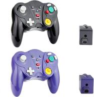 🎮 vtone wireless gamecube controller: 2.4g wireless classic gamepad for wii gamecube ngc gc (black & purple) - includes receiver adapter logo