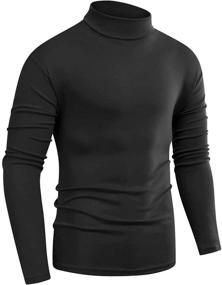 img 2 attached to 🔥 Stay Warm in Style with Beauhuty Men's Basic Turtleneck Long Sleeve T-Shirts - Cozy Fleece Knitted Casual Pullover Top