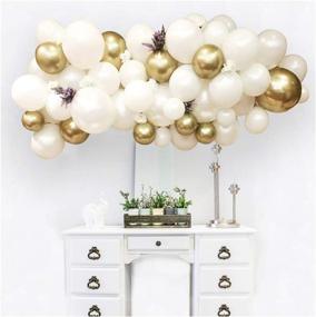 img 4 attached to 100 Piece Wedding, Baby Shower Party Decoration Balloons Set - Chrome Pearl White & Metallic Gold Latex Balloons for Arch & Garland Kit