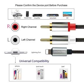 img 2 attached to DUOYUTING 2 Male RCA Stereo Audio Auxiliary Cable Adapter - Compatible with iPhone/iPod/iPad/Lightning Port - for Speakers/Amplifier/Home Theater/Car - 3.4 feet