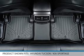 img 1 attached to Улучшите свой Hyundai Tucson: SMARTLINER Комплект ковриков для пола всех погод на заказ для 2-го ряда черного цвета для 2016-2019.