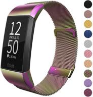 🌈 upgrade your fitbit charge 3/4 with stylish limque metal replacement bands - available in multi-color options for women and men (small, colorful) logo