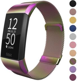 img 4 attached to 🌈 Upgrade Your Fitbit Charge 3/4 with Stylish Limque Metal Replacement Bands - Available in Multi-Color Options for Women and Men (Small, Colorful)