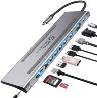 🔌 11-in-1 usb c hub docking station with 4k hdmi, 4x5gbps usb 3.0, rj45 ethernet, 100w usb-c power delivery, 3.5mm audio, vga, micro/sd card reader - compatible with macbook/pro/air, ipad, samsung galaxy логотип