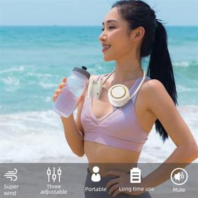 img 3 attached to 🌬️ Stay Cool Anywhere with HMCOF Portable Neck Fan - Bladeless Hands-Free USB Personal Fan, 3-Speed Adjustable, Headset Design, 1800mAH Rechargeable Battery - Perfect Summer Gift