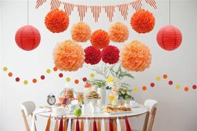 img 1 attached to 🎉 Vibrant Party Decorations Set: 33pcs Supplies in Orange and Red for Birthday, Baby Shower, Wedding Graduation Events - Paper Lanterns, Tissue Pom Poms, Flowers, Tassels, Garland and Banner