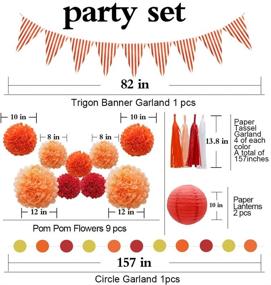 img 3 attached to 🎉 Vibrant Party Decorations Set: 33pcs Supplies in Orange and Red for Birthday, Baby Shower, Wedding Graduation Events - Paper Lanterns, Tissue Pom Poms, Flowers, Tassels, Garland and Banner