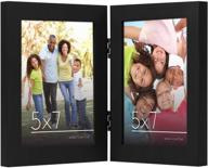 black composite wood picture frame by americanflat: 5x7 with hinged design and dual displays - enhance your tabletop décor with polished glass логотип