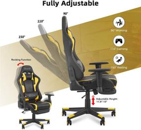 img 1 attached to 🎮 Ultimate Gaming Comfort: Okeysen High Back Ergonomic Gaming Chair with Retractable Footrest and Lumbar Support (Yellow, Footrest Version)
