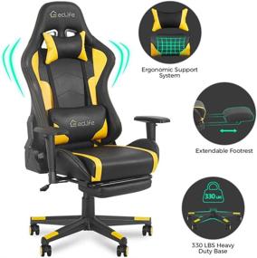 img 3 attached to 🎮 Ultimate Gaming Comfort: Okeysen High Back Ergonomic Gaming Chair with Retractable Footrest and Lumbar Support (Yellow, Footrest Version)