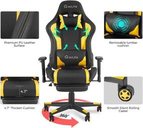 img 2 attached to 🎮 Ultimate Gaming Comfort: Okeysen High Back Ergonomic Gaming Chair with Retractable Footrest and Lumbar Support (Yellow, Footrest Version)