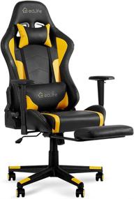 img 4 attached to 🎮 Ultimate Gaming Comfort: Okeysen High Back Ergonomic Gaming Chair with Retractable Footrest and Lumbar Support (Yellow, Footrest Version)