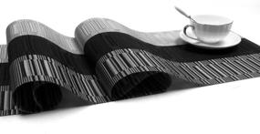 img 3 attached to 🍽️ SHACOS Ombre Black and Gray Vinyl Table Runner: Easy-to-Clean & Washable, Perfect for Kitchen and Dining Table (12x71 inch)