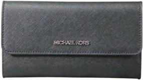 img 2 attached to 👜 Large Black Michael Kors Jet Set Travel Trifold Leather Wallet