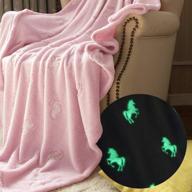 🦄 topick unicorn flannel throw blanket: soft pink glow in the dark blanket for kids, lightweight & comfy nursery and living room decor, ideal for all seasons – 50x60 inch 1 panel logo