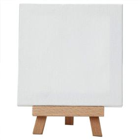 img 2 attached to 🎨 MEEDEN Mini Stretched Canvas Set with Beech Wood Easel - 24 Pack 4x4 Inch Canvas, Perfect for Painting, Crafts, Drawing, and Gifts