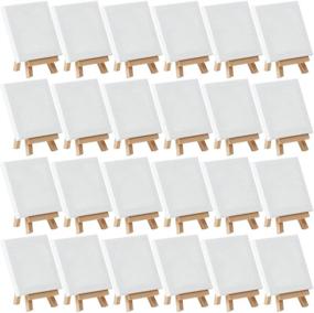 img 3 attached to 🎨 MEEDEN Mini Stretched Canvas Set with Beech Wood Easel - 24 Pack 4x4 Inch Canvas, Perfect for Painting, Crafts, Drawing, and Gifts