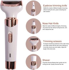 img 2 attached to 💆 Women's Rechargeable 4-in-1 Eyebrow Trimmer and Facial Hair Removal Tool - Painless Eyebrow Razor and Face Hair Remover for Eyebrows, Lips, Body, and Face