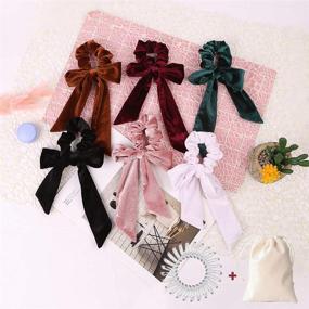 img 3 attached to 🎀 Stylish 6Pcs Velvet Hair Scrunchies with Bowknot for Women and Girls - Elegant Hair Bands, Ponytail Holders, and Accessories