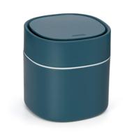 🗑️ compact 2l mini desktop trash can with lid - multifunctional tabletop wastebasket for office, kitchen, table, desk, bedroom, living room, bathroom, dressing table (c-style) logo