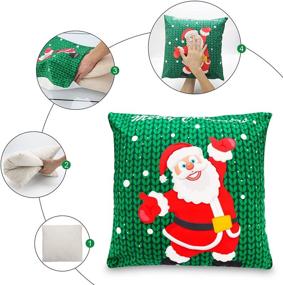 img 1 attached to Set of 4 18×18 Inch Christmas Pillow Covers - Farmhouse Short Plush Winter Decorations Holiday Rustic Sofa Square Cushion Pillow Case - Home Indoor Christmas Decorations