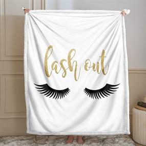 img 3 attached to 🛏️ Bedbay Lash Blanket: Black Gold Eyelash Throw Blanket – Soft Cozy Sherpa Fleece for Bed, Sofa, or Couch – Perfect for Boys and Girls – Size: Throw (50"x60")