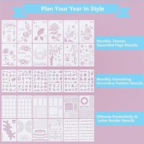 img 3 attached to 📔 Enhance Productivity with 30 PCS Ultimate Bullet Journal Stencils Supplies Set (5.1x7.9 inch) - Perfect for Journaling, Scrapbooking, and Planning - Monthly, Seasonal and Holiday Themes Included!