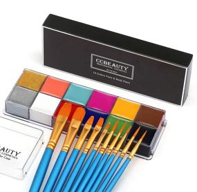 img 4 attached to 💙 CCBeauty Professional Face and Body Paint Oil 12 Colors Palette Set for Halloween Art, Party and Fancy Makeup with 10 Brushes - Deep Blue