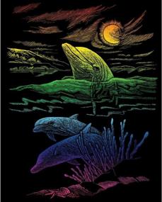 img 1 attached to 🎨 Раскройте свою творческую силу с набором искусства гравюры на фольге ROYAL BRUSH Rainbow: подводный мир дельфинов - 8x10 дюймов