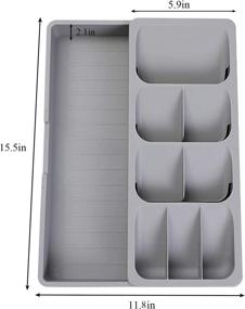 img 1 attached to 🍴 Maximize Kitchen Drawer Space with JMSWENJUAN Expandable Cutlery Organizer Tray for Silverware, Gadgets, and Flatware