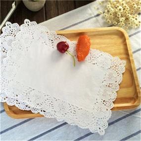 img 2 attached to 🎉 DECORA 200-Pack Rectangle White Paper Doilies: Perfect Tableware Decoration for Birthdays, Weddings & Parties