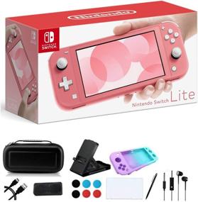 img 4 attached to 🎮 Newest Nintendo Switch Lite 5.5" Touchscreen Display - Family Holiday Gaming Bundle with iPuzzle 9-in-1 Carrying Case - Coral