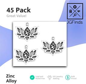 img 1 attached to 🌸 JGFinds Lotus Flower Charm Om Yoga Chakra Pendant - 45-Piece Silver Tone DIY Jewelry Making Kit: Create Stunning Expressions of Serenity