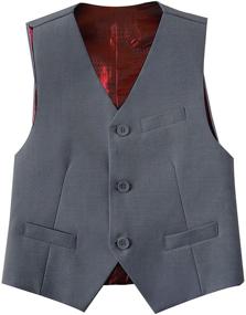 img 4 attached to Boys' Button-Up Formal Waistcoat for Toddler Dress Clothing