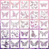25 pieces butterfly stencils - spring templates for diy home decor - reusable plastic craft stencils for butterfly painting and drawing - 7.9 x 7.9 inch logo