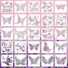 img 4 attached to 25 Pieces Butterfly Stencils - Spring Templates for DIY Home Decor - Reusable Plastic Craft Stencils for Butterfly Painting and Drawing - 7.9 x 7.9 Inch