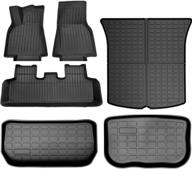 🚗 custom fit tpe car floor mats and cargo liner for tesla model y 5-seat 2021 - all weather protection - rear cargo tray, trunk interior accessories (not compatible with 7-seat configuration) logo