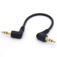 premium short 3.5mm right angle cable - gold plated 90 degree male to male audio stereo jack plug - car aux trs connector logo