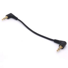 img 3 attached to Premium Short 3.5mm Right Angle Cable - Gold Plated 90 Degree Male to Male Audio Stereo Jack Plug - Car Aux TRS Connector