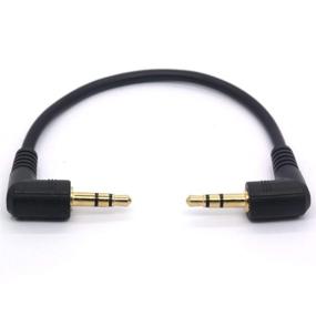 img 1 attached to Premium Short 3.5mm Right Angle Cable - Gold Plated 90 Degree Male to Male Audio Stereo Jack Plug - Car Aux TRS Connector