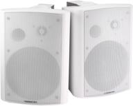 🔊 monoprice 107496 8-ohm active wall mount speakers: enhanced audio experience in white (pair) logo