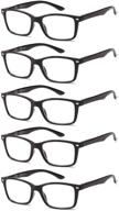 👓 suertree 5 pack spring hinge reading glasses for women and men - lightweight eyewear with 1.5x magnification - black frames logo