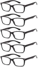 img 4 attached to 👓 Suertree 5 Pack Spring Hinge Reading Glasses for Women and Men - Lightweight Eyewear with 1.5X Magnification - Black Frames