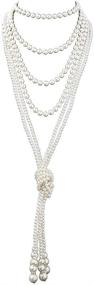 img 4 attached to 📿 1920s Pearls Beads Necklace for Women and Girls - Fashion Imitation Faux Pearls Long Necklace - Vintage Costume Jewelry Necklace - 55-inch Length - 0.32-inch Pearl Diameter