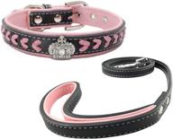 🐾 nylon woven dog collar and lead set with leather diamante bling, newtensina puppy collar and leash for dogs logo