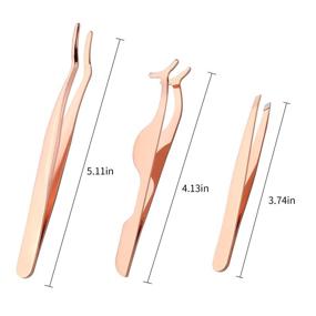 img 3 attached to 💕 Arroyner 3Pcs Eyelashes Tool Set - Rose Golden Lash Applicator, Scissors & Lash Tools for Fake Eyelashes