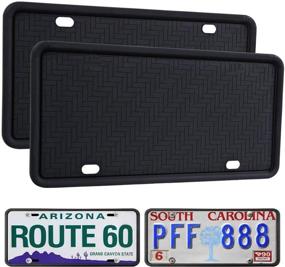img 4 attached to WildAuto Black License Plate Frame (2 Pack) - Universal Silicone Holder for Cars | Anti-Rust, Weather-Proof & Rattle-Proof | Drainage Holes Design - Silicone License Plate Frames